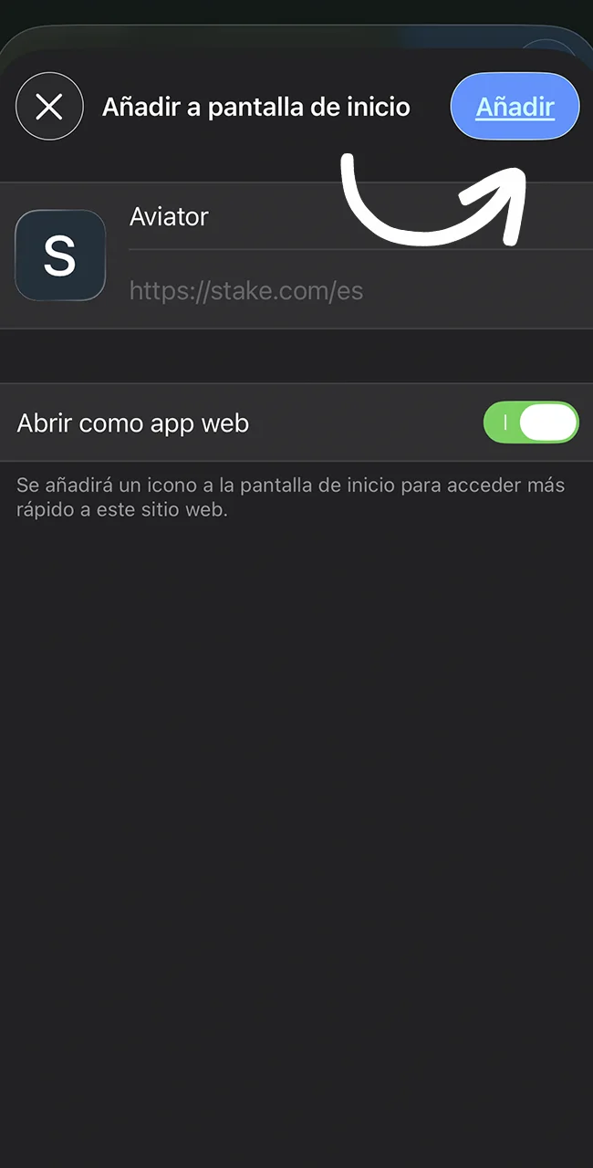 Guardá el sitio oficial Stake en tu pantalla de inicio hoy.