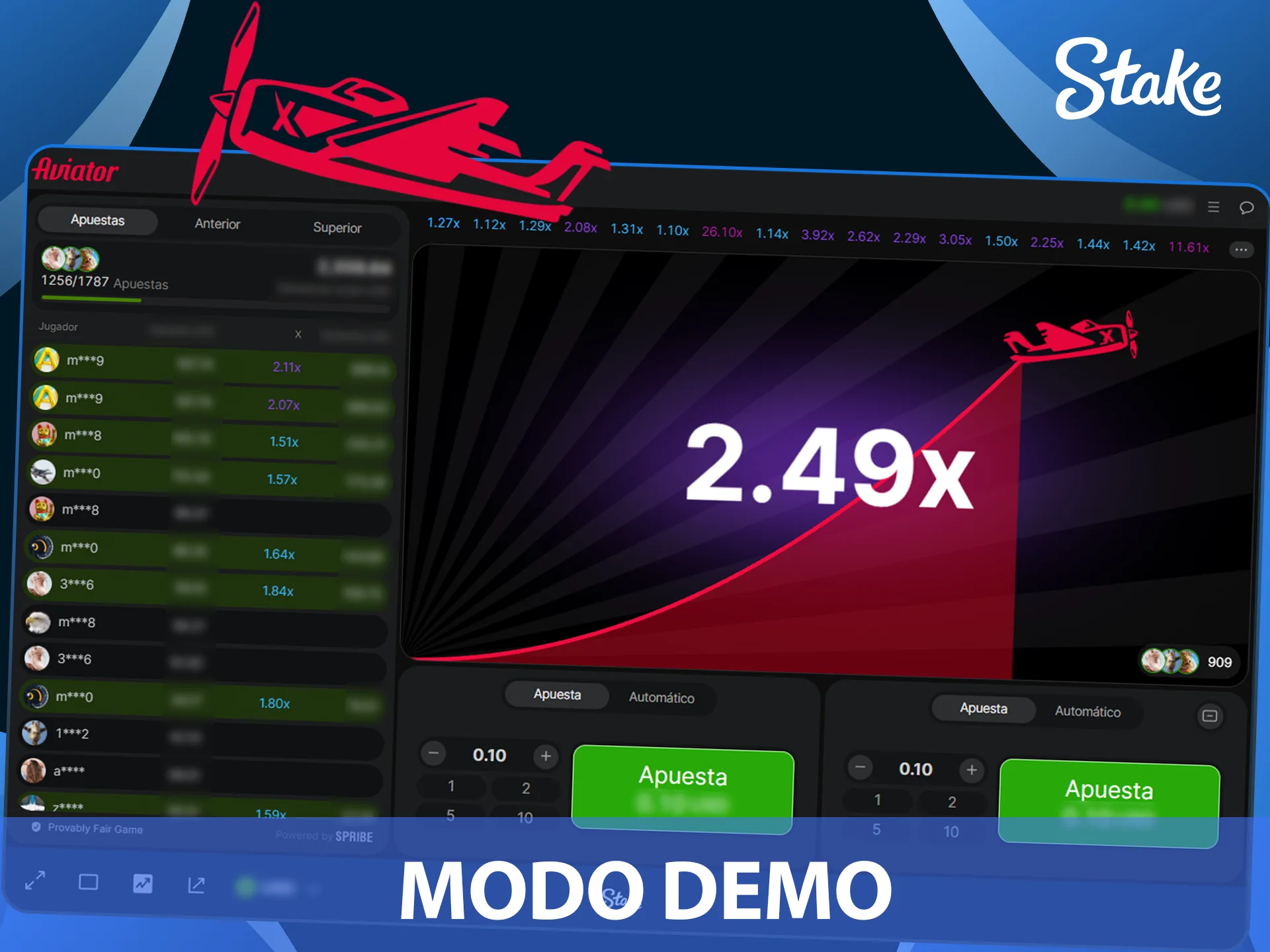 Probá el modo demo gratuito de Aviator en el sitio Stake.