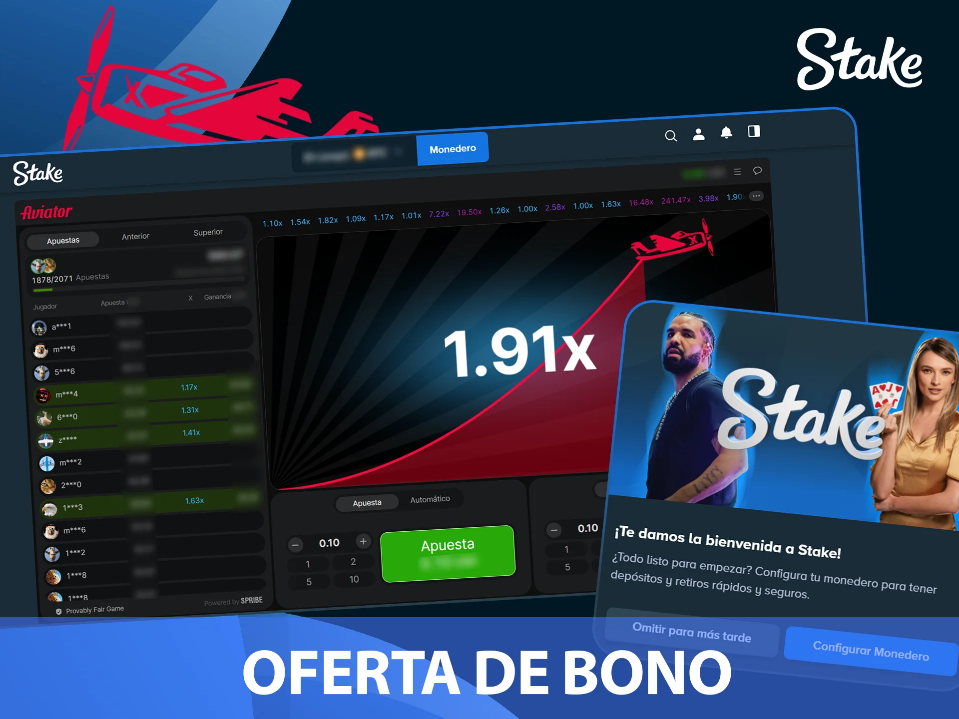 Reclamá tu bono especial para Aviator en el sitio Stake Argentina.