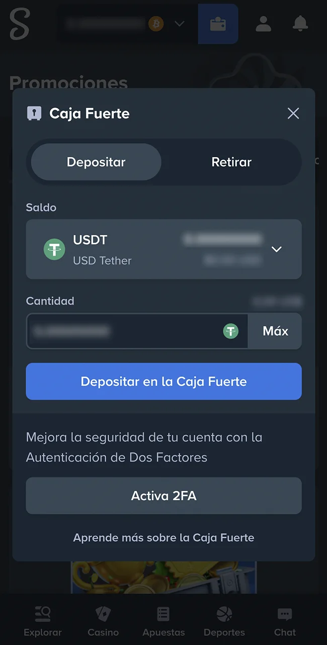 Transferí saldo desde tu billetera virtual hacia el sitio oficial Stake.