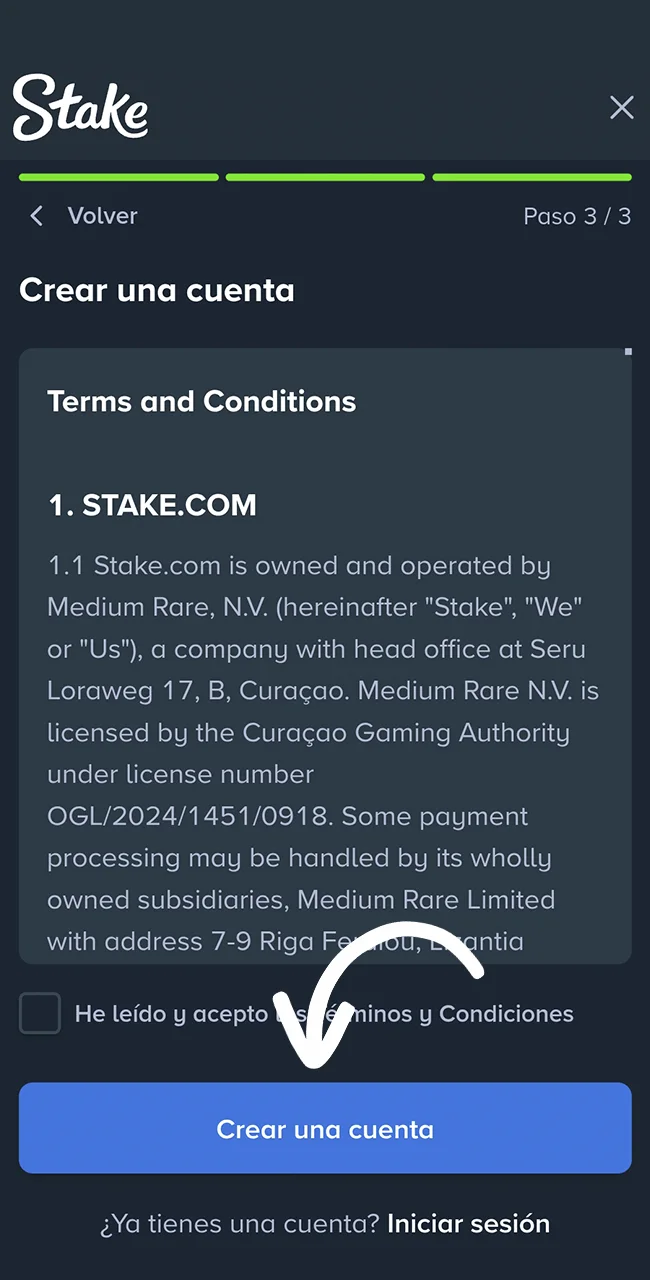 Activá tu usuario en sitio Stake.