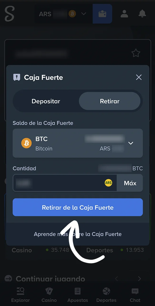 Validá tu solicitud de retiro de forma segura en el sitio Stake.