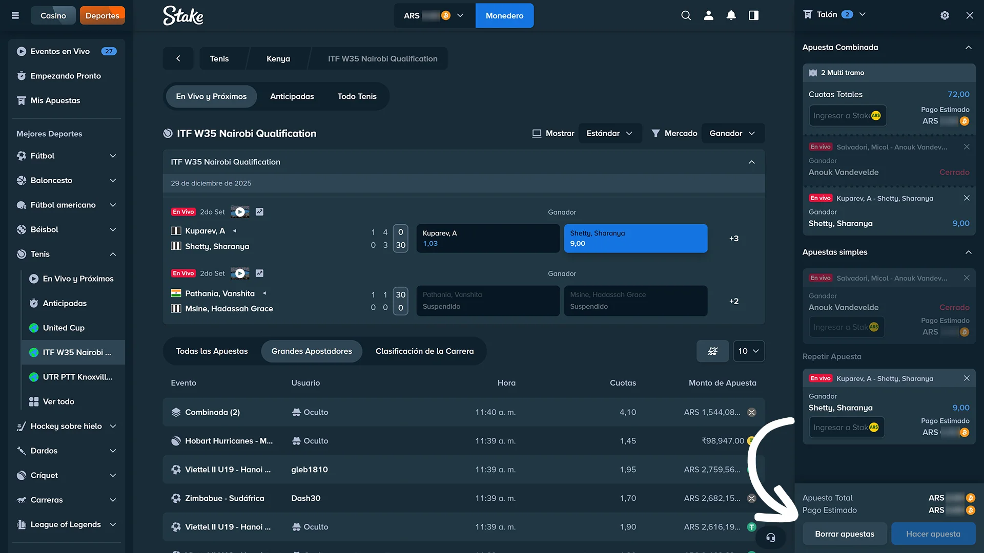 Armá tu cupón de apuestas deportivas en el sitio Stake Argentina.