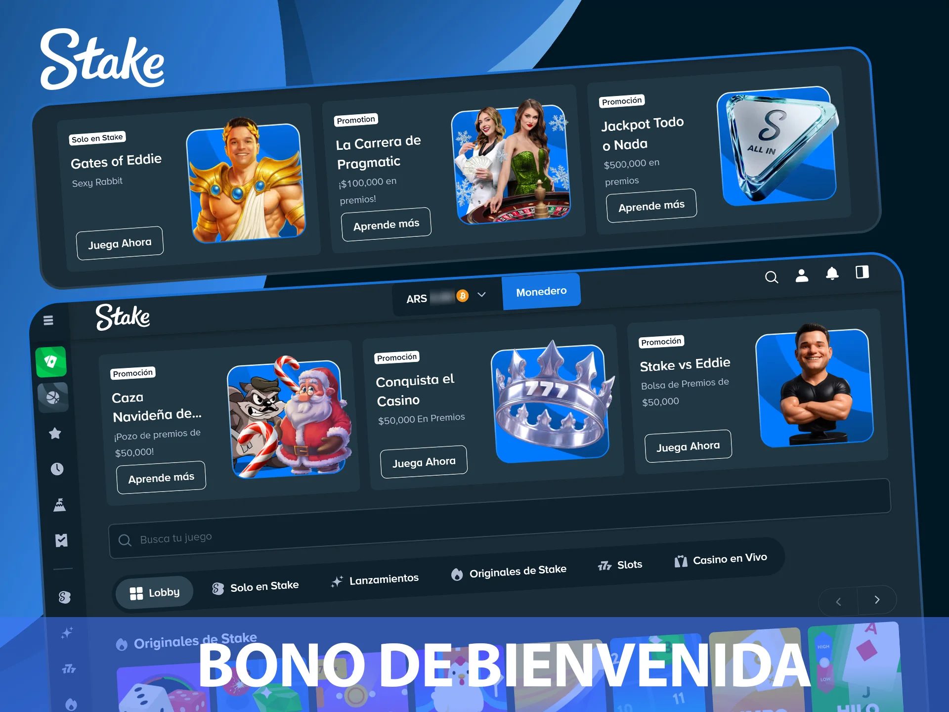 Reclamá tu bono de bienvenida para slots en el sitio Stake.