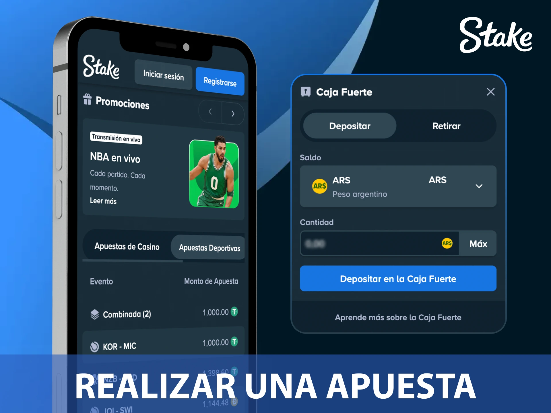 Sigue los pasos sobre cómo realizar una apuesta desde la interfaz de la App Stake.