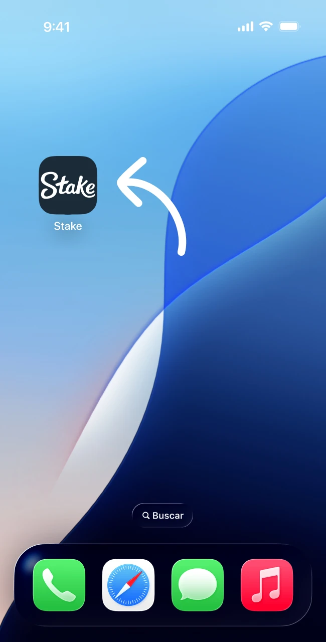 Selecciona agregar a la pantalla de inicio para finalizar la instalación de Stake para iOS.