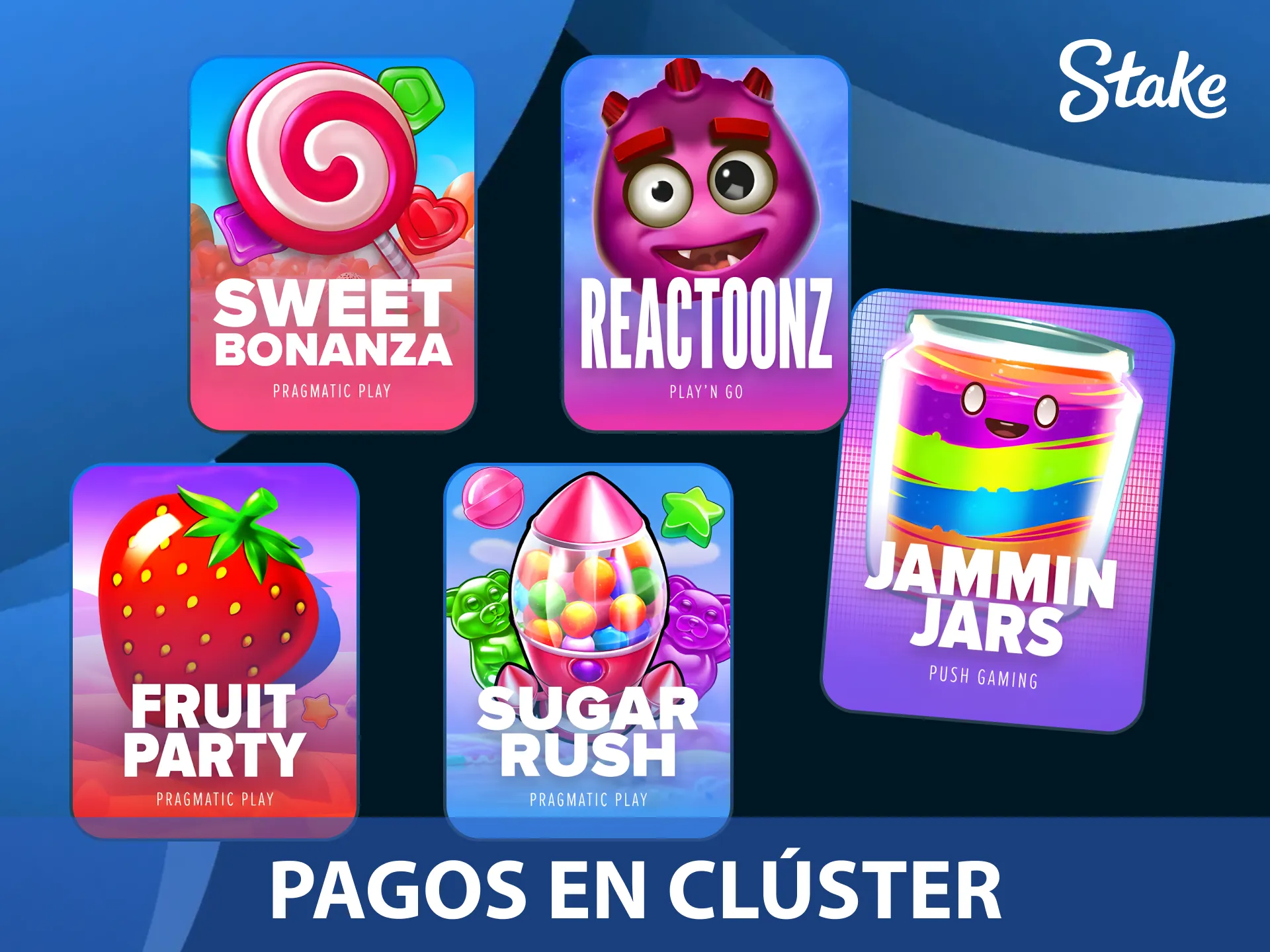 Consigue grandes premios con el sistema de pagos en clúster en las slots de Stake.